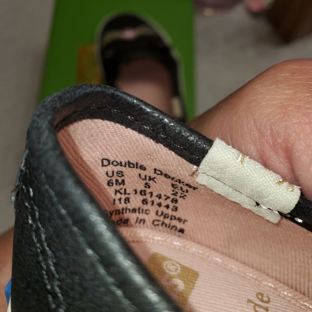 New Kate Spade X Keds Kids Double Decker Hayden Black Cat Slip On Sneaker Size 6 - Picture 6 of 8